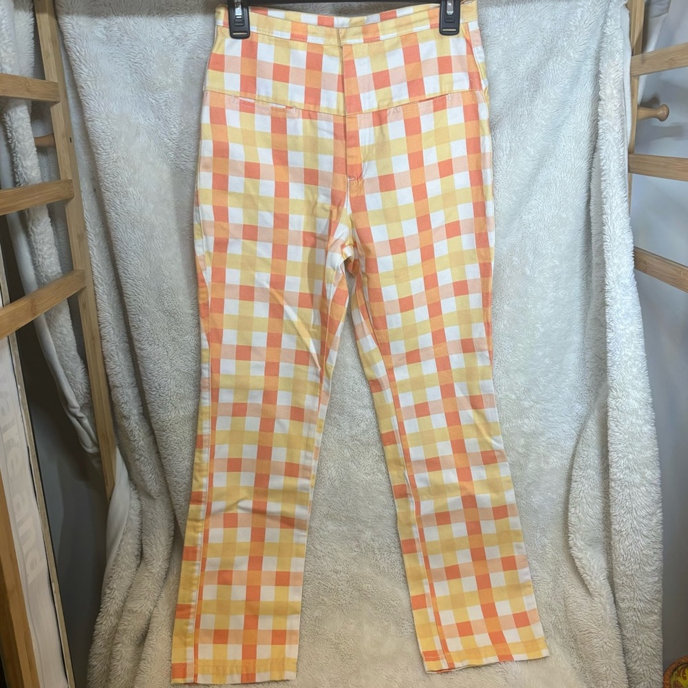Free People Plaid Low Rise Pants